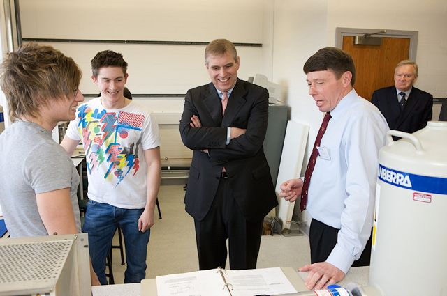 HRH Prince Andrew with Jon Billowes and 3rd-year undergraduates